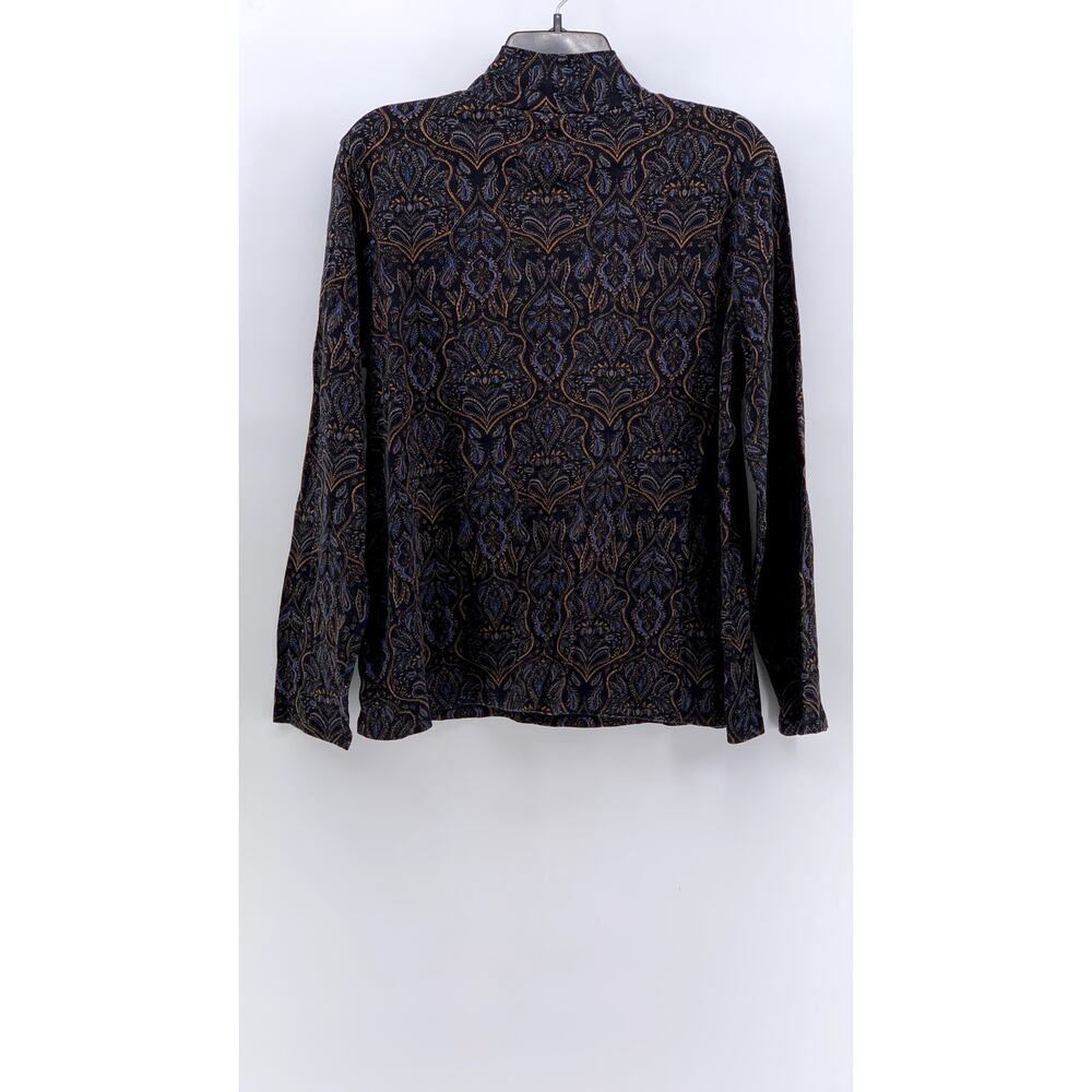 CROFT & BARROW Women's Black Paisley Printed Long Sleeve Mock-Neck Top SZ XXL - Picture 2 of 9